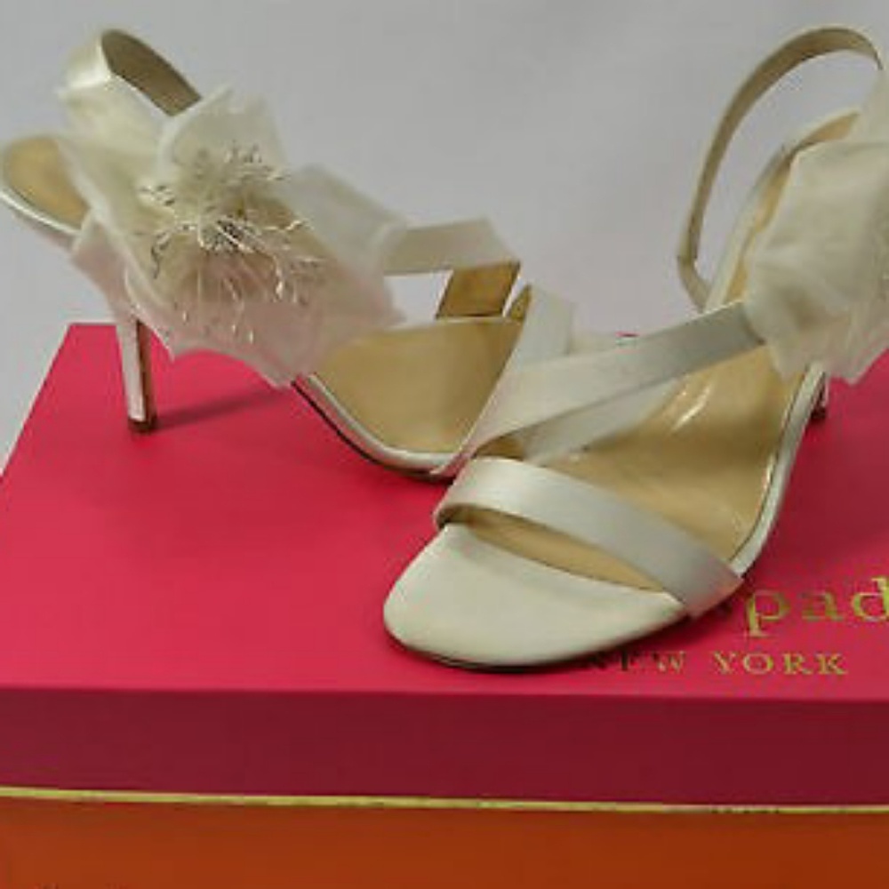 Kate Spade Lavish Ivory Flower Satin Heels